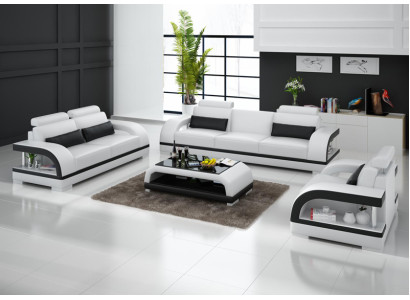 Sofá de cuero sofá paisaje de vida 3 + 2 + 1 sillón conjunto de sofás decoración diseño nuevo