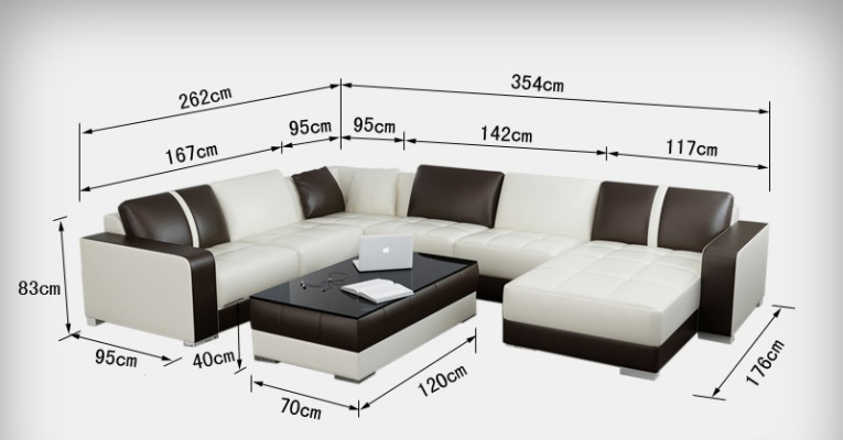 Sofá de cuero sofá conjunto de estar conjunto de esquina Diseño de sofá moderno con USB