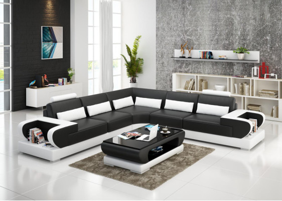 Sofá de cuero Sofá Salón Sofá rinconera Diseño Sofá moderno con USB Sofá de esquina