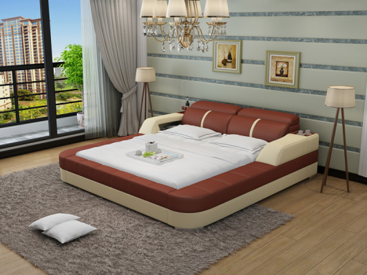 Diseño de cama de cuero de lujo, cama acolchada doble moderna matrimonial 140/160/180 LB8823.