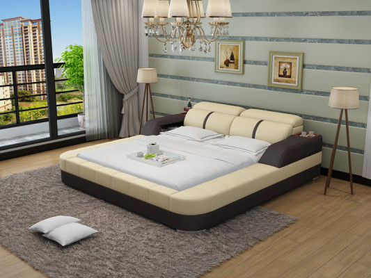 Diseño de cama de cuero de lujo, cama acolchada doble moderna matrimonial 140/160/180 LB8823.