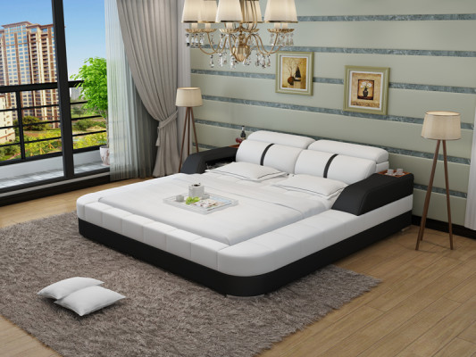 Diseño de cama de cuero de lujo, cama acolchada doble moderna matrimonial 140/160/180 LB8823.
