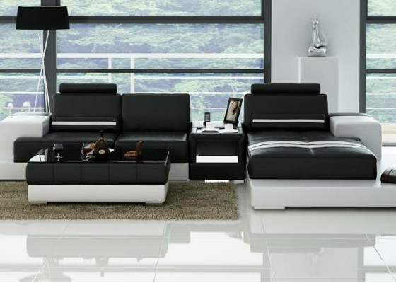 Sofá de cuero Sofá de esquina Sofá Sofá de diseño Asiento Acolchado Conjunto de muebles para el hogar 2725B