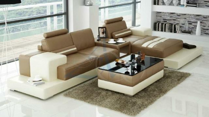 Sofá de cuero Sofá de esquina Sofá Sofá de diseño Asiento Acolchado Conjunto de muebles para el hogar 2725B