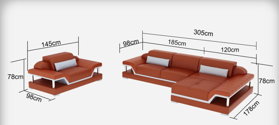 Diseño sofá de cuero Sofá Sofá Acolchado Esquina Sala de estar Conjunto Sofás Nuevo G8004F