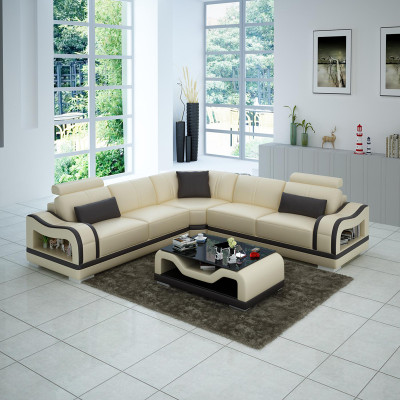 Sofá de cuero Sofá Sofá Sofá esquinero Sofá de diseño moderno Sofá de esquina Sofá-Habitación de estar