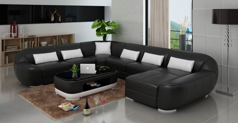 Moderno sofá de cuero + USB, sofá esquinero paisaje de sala, cojín de asiento conjunto de sofá nuevo.
