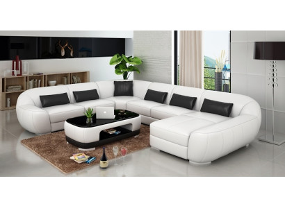 Sofá de cuero moderno+USB, sofá esquinero conjunto de salón con cojines asiento nuevo.