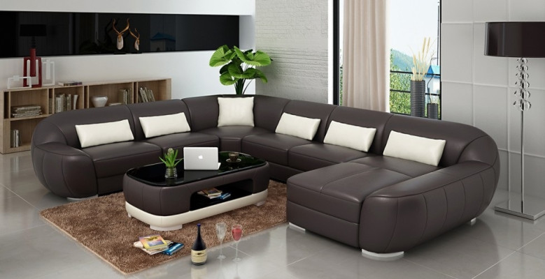 Sofá de cuero moderno+USB, sofá esquinero conjunto de salón con cojines asiento nuevo.