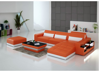Sofá de cuero Sofá conjunto de sala de estar Sofá en esquina Conjunto de esquina Diseño Moderno Sofá G8019E