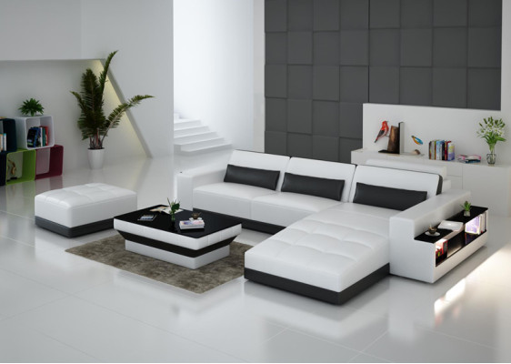 Sofá de cuero Sofá conjunto de sala de estar Sofá en esquina Conjunto de esquina Diseño Moderno Sofá G8019E