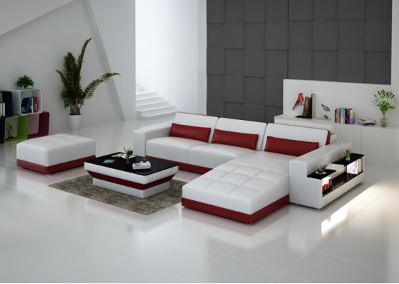 Sofá de cuero Sofá conjunto de sala de estar Sofá en esquina Conjunto de esquina Diseño Moderno Sofá G8019E