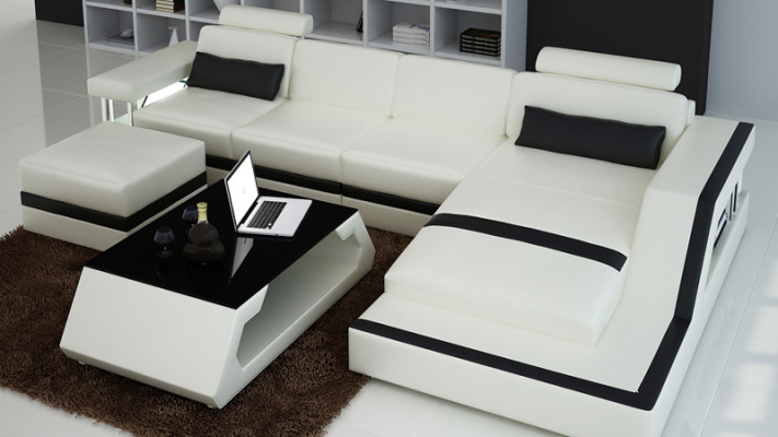 Sofá de cuero Sofá de esquina Moderno Sofá de esquina de diseño conjunto de decoración