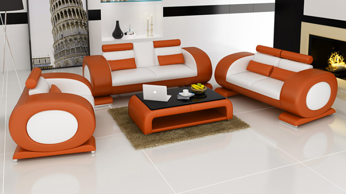 Sofá de cuero Sofá conjunto de sala de estar 3+2+1 asientos moderno de diseño