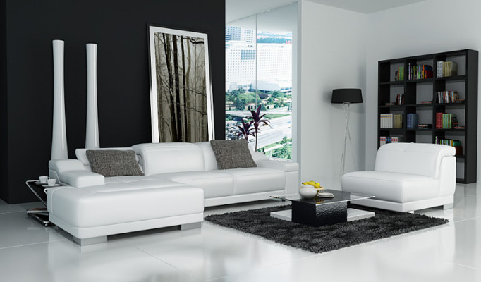 Sofá de cuero con USB Sofá sofá paisaje interior de la sala de estar Sofá en forma de L Sofá conjunto de esquina Diseño + Sillón