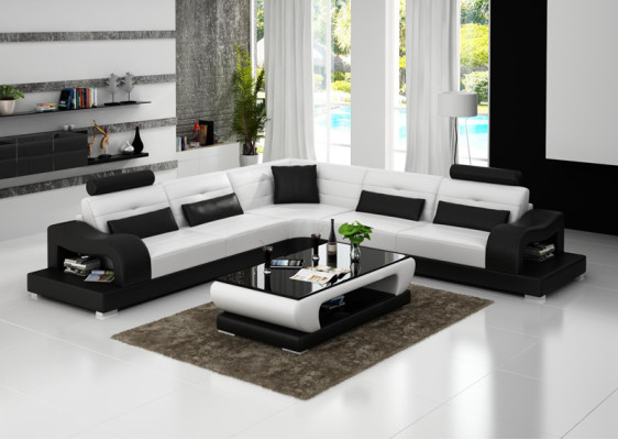 Sofá de cuero Sofá Paisaje decorativo Rincón Sofá esquina Moderno Juego de muebles Diseño