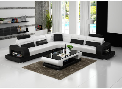 Sofá de cuero Sofá Paisaje decorativo Rincón Sofá esquina Moderno Juego de muebles Diseño