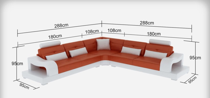 Sofá de cuero Sofá Paisaje decorativo Rincón Sofá esquina Moderno Juego de muebles Diseño