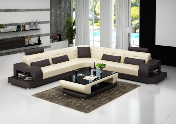 Sofá de cuero Sofá Paisaje decorativo Rincón Sofá esquina Moderno Juego de muebles Diseño