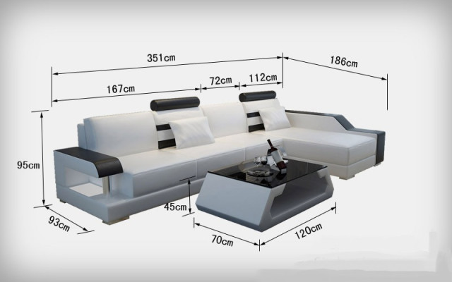Sofá de cuero a medida, sofá modular de esquina de diseño con USB, nuevo.