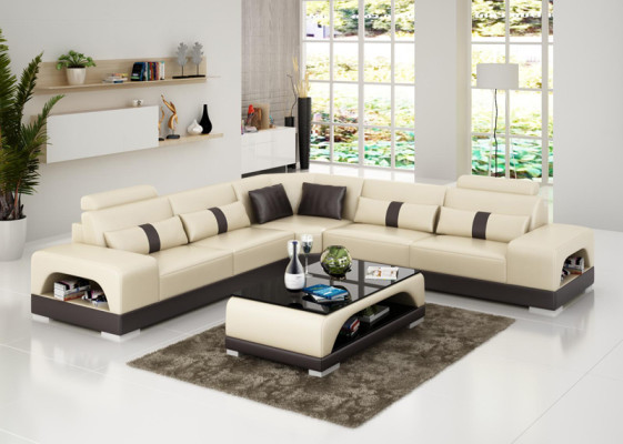 Sofá acolchado exclusivo en forma de L. Diseño elegante para tu hogar.