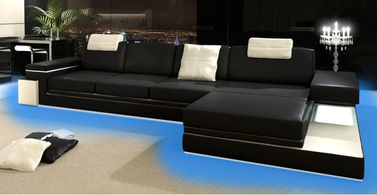 Sofá esquinero con USB Sofá Esquina Sofá Paisaje de estar Asiento Esquina Conjunto Cuero Textil PHM88