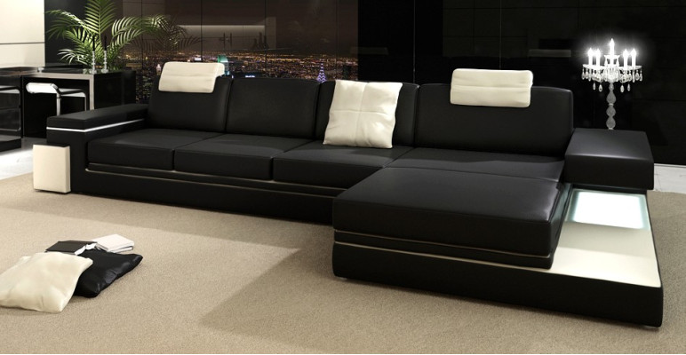 Sofá de esquina con USB Sofá Sofá de salón Asiento de esquina Conjunto de cuero Textil PHM88