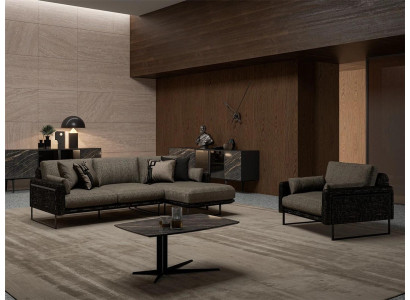 Conjunto de sofás de lujo en forma de L con sillón, mesa de centro.