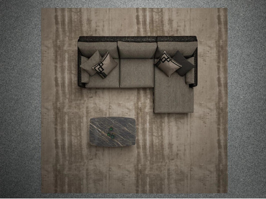 Conjunto de sofás de lujo en forma de L con sillón, mesa de centro.