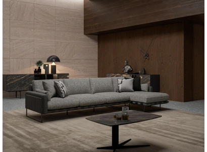 Muebles tapizados de tela Sofá de esquina de diseñador en forma de L Mesa de centro de lujo Sala de estar