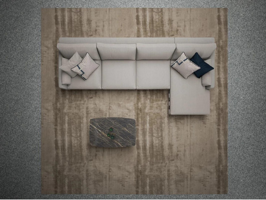 Sala de estar tapizada en tela, sofá tapizado en forma de L, mobiliario de lujo, muebles de diseñador.