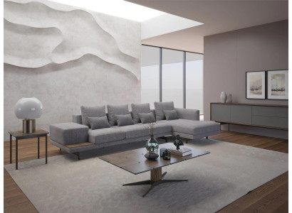 Sofá esquinero en forma de L gris, muebles modernos para la sala de estar, esquina, nuevo.