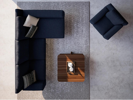 Moderno salón de diseñadores azul equipamiento sofá tapizado de lujo tejido tapizado.