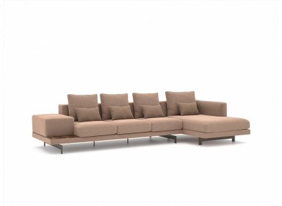 Sofá de esquina de lujo en beige en forma de L muebles tapizados sala de estar diseño de interiores.