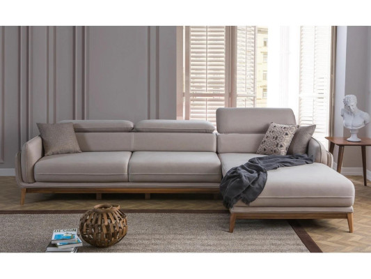 Sala de estar, diseñador de decoración gris, sofá esquinero en forma de L, sofá, sofá, muebles tapizados.