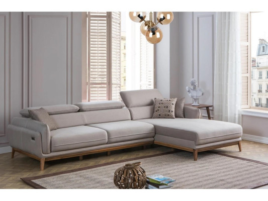 Sala de estar, diseñador de decoración gris, sofá esquinero en forma de L, sofá, sofá, muebles tapizados.