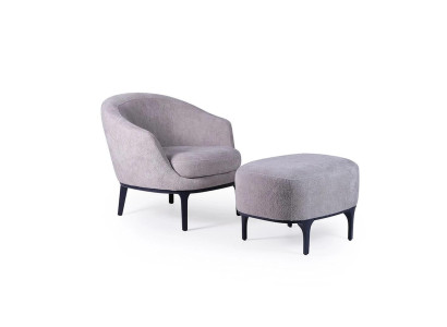 Conjunto de sala de estar 2 piezas Sillón con taburete Diseño moderno Muebles tapizados.