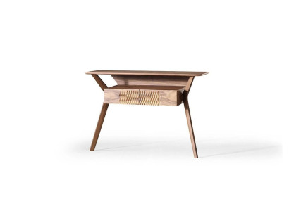 Mesa de consola de lujo para sala de estar, madera marrón, diseño moderno.