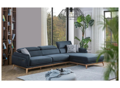 Sofás de salón de diseñador en forma de L, muebles tapizados en negro, sofá de esquina.