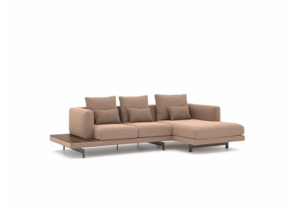 Sofá esquinero tapizado en forma de L beige Juego de muebles de diseño de esquina para sala de estar