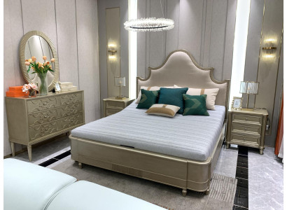 Diseño de dormitorio Conjunto de cama Juego de cama 2x Mesita de noche 3 piezas Muebles completos