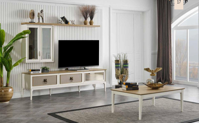 Conjunto de muebles de pared para la televisión Aparador Mesa de centro Set de sala de estar.