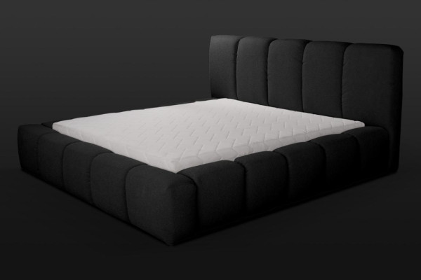 Cama Cama doble negra Dormitorio Muebles de madera Diseño Muebles tapizados Tela