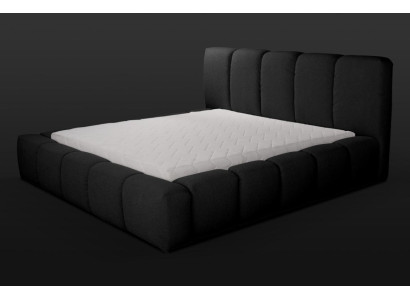 Cama Cama doble negra Dormitorio Muebles de madera Diseño Muebles tapizados Tela
