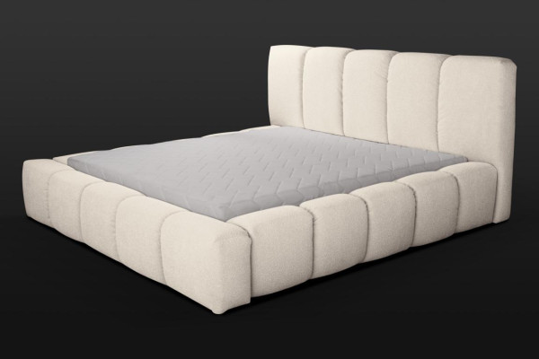 Cama Cama doble blanca Dormitorio Muebles de madera Diseño Tapicería Tela