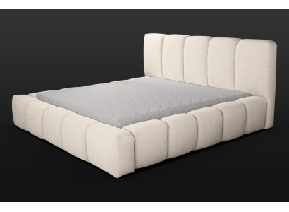 Cama Cama doble blanca Dormitorio Muebles de madera Diseño Tapicería Tela