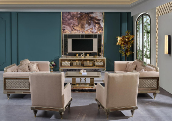 Pared para la sala de estar Soporte de TV Soporte de TV en un diseño premium de lujo de acero inoxidable.