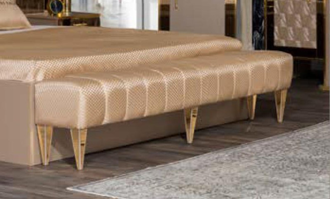 Muebles de dormitorio cama doble con mesitas de noche armario empotrado otomana en un exquisito diseño premium.