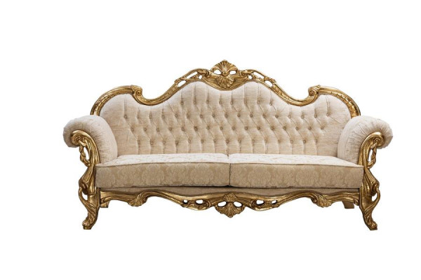 Sofá de 3 plazas de tela, sofás de tres plazas de lujo para la sala de estar estilo Chesterfield barroco.