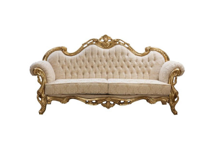 Sofá de 3 plazas de tela, sofás de tres plazas de lujo para la sala de estar estilo Chesterfield barroco.